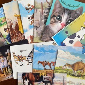 VARIETY Pack Leanin' Tree Unused VTG Birthday & Friendship 12 Greeting Cards/Env